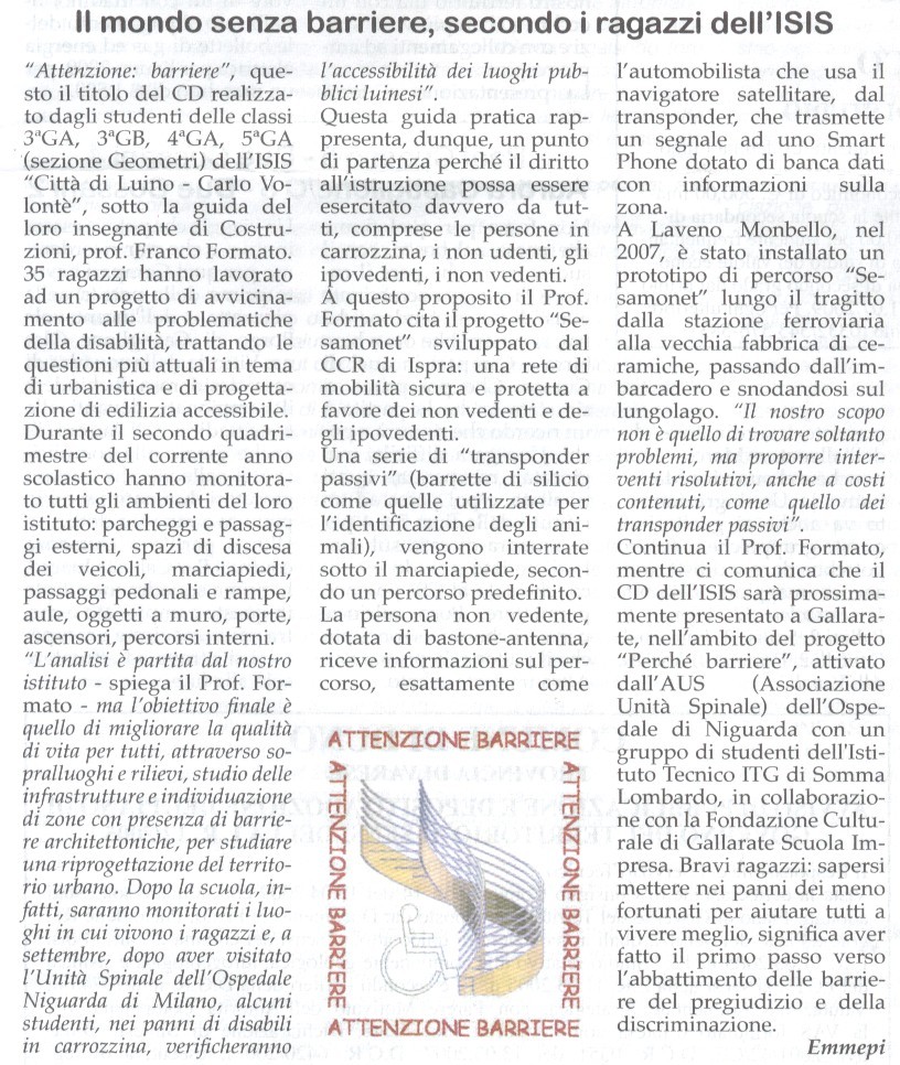 articolo pubblicato su "L'Eco del Varesotto"