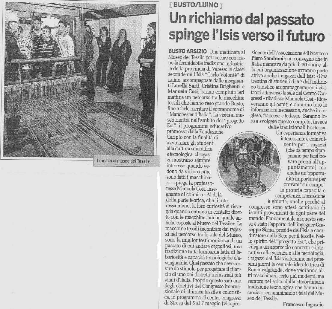 articolo pubblicato su "La Provincia di Varese"